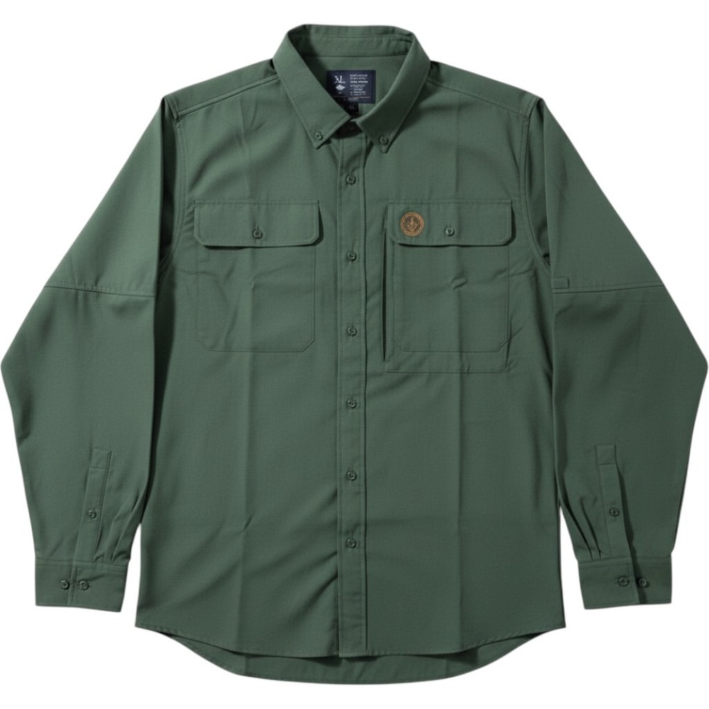 Bassdash Men's XL Green Long Sleeve Fishing Outdoor‎ Shirt Utility Pockets  NWOT